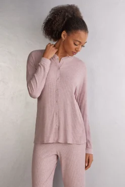 Bluzka z Modalu z Długim Rękawem Rozpinana z Przodu Chic Comfort