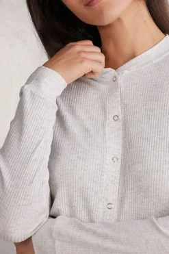 Bluzka z Modalu z Długim Rękawem Rozpinana z Przodu Chic Comfort