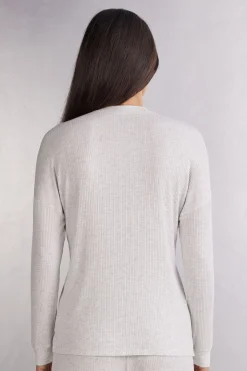 Bluzka z Modalu z Długim Rękawem Rozpinana z Przodu Chic Comfort