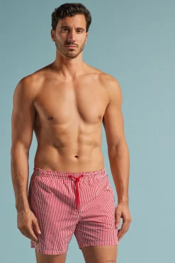 Bokserki Kąpielowe z Nadrukiem w Czerwone Paski