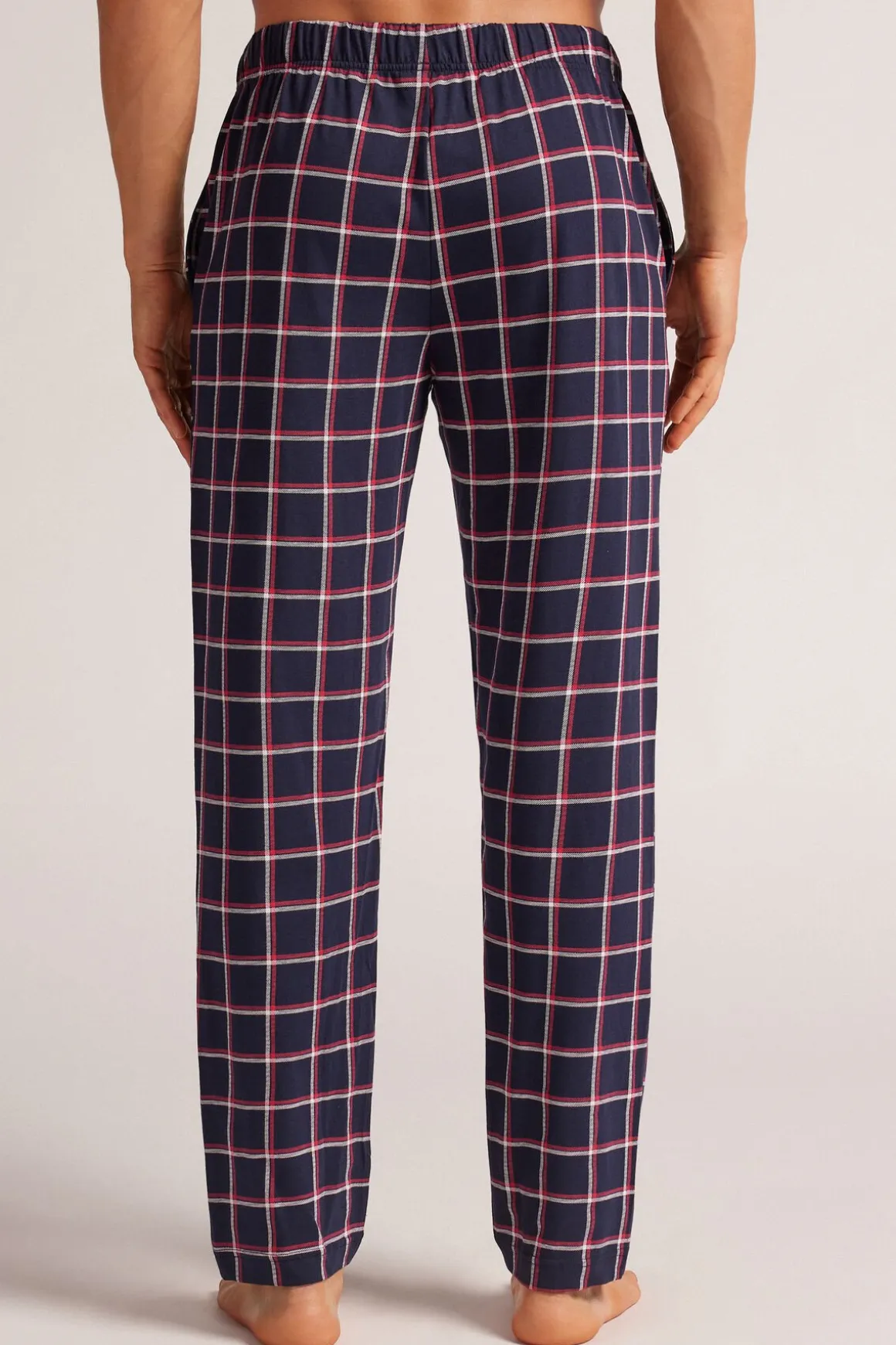 Długie Spodnie z Bawełny z Nadrukiem w Biało-Niebiesko-Czerwoną Kratę