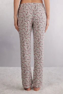 Długie Spodnie z Modalu Floral Romance