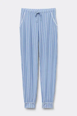 Długie Spodnie z Modalu ze Ściągaczami Oxford Stripes