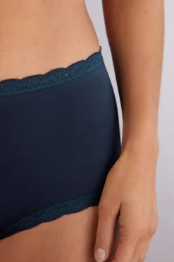 Figi Culotte z Wysokim Stanem z Bawełny i Koronki