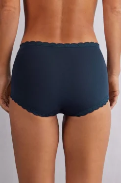 Figi Culotte z Wysokim Stanem z Bawełny i Koronki