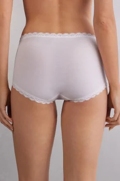 Figi Culotte z Wysokim Stanem z Bawełny i Koronki