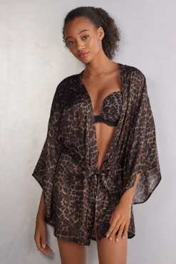 Kimono z Satyny Wiskozowej Luxurious Leopard