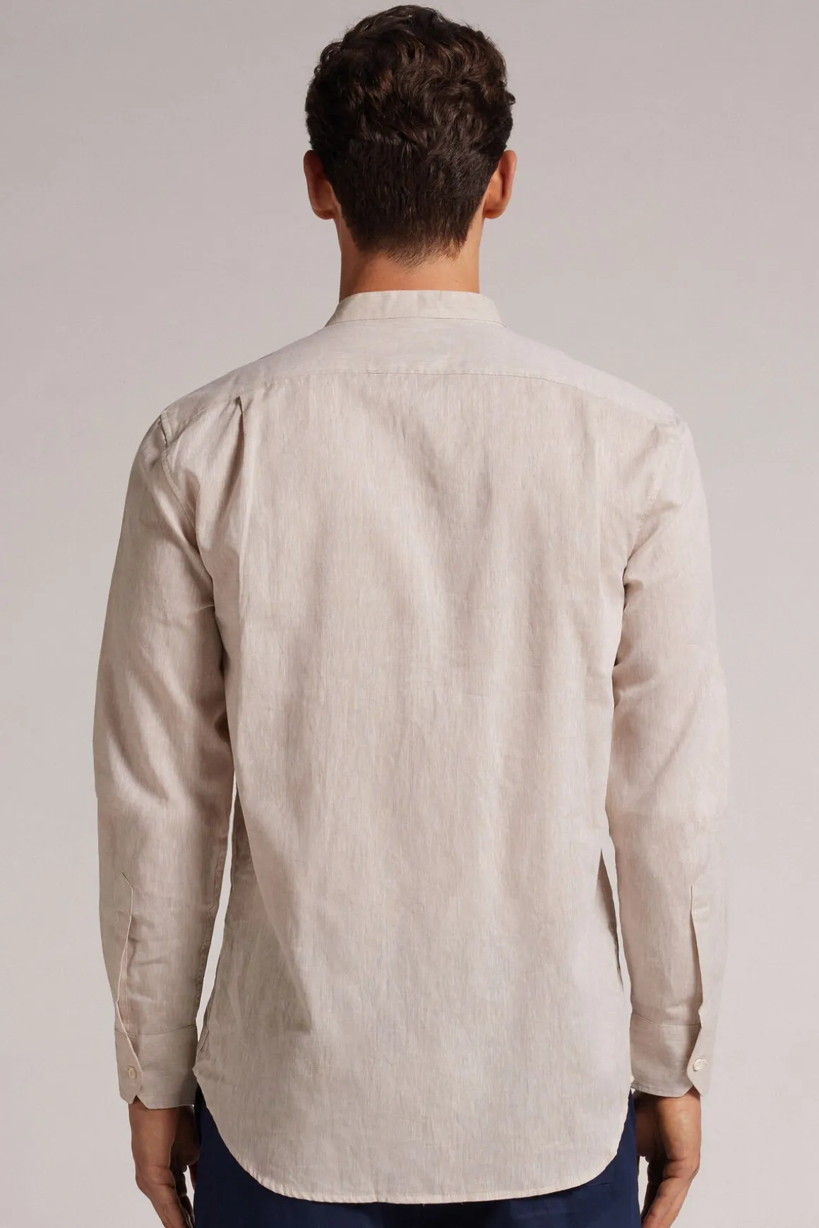 Koszula ze Stójką z Lnu i Bawełny