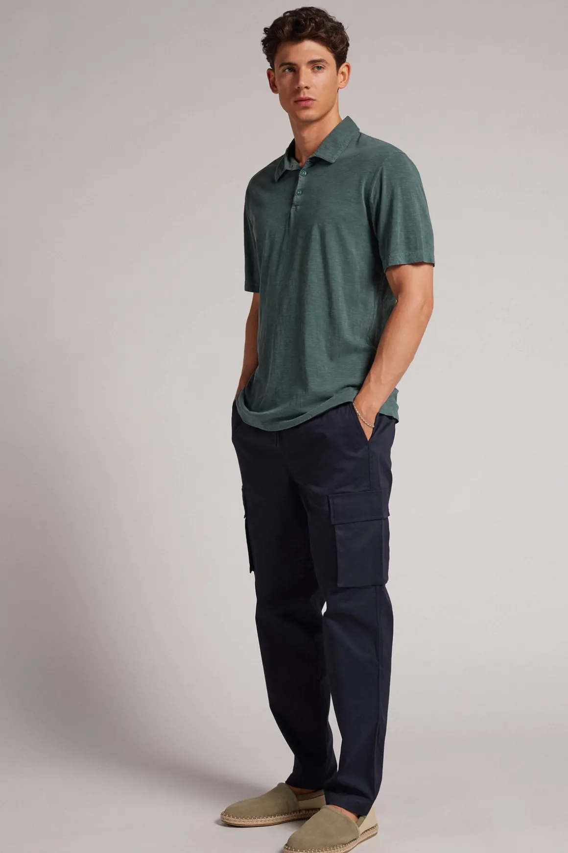 Koszulka Polo z Krótkim Rękawem Washed Collection z Bawełny Tabaczkowej
