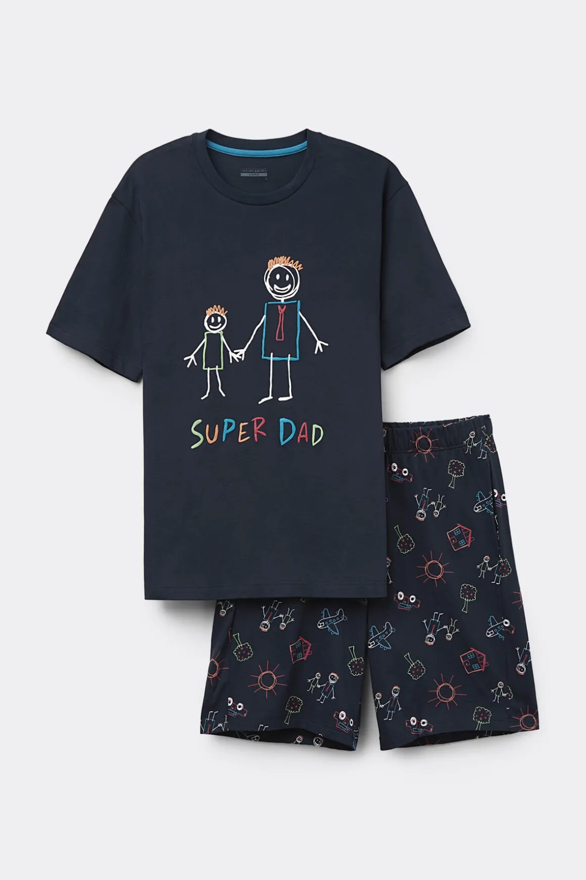 Krótka Piżama z Bawełny Super Dad