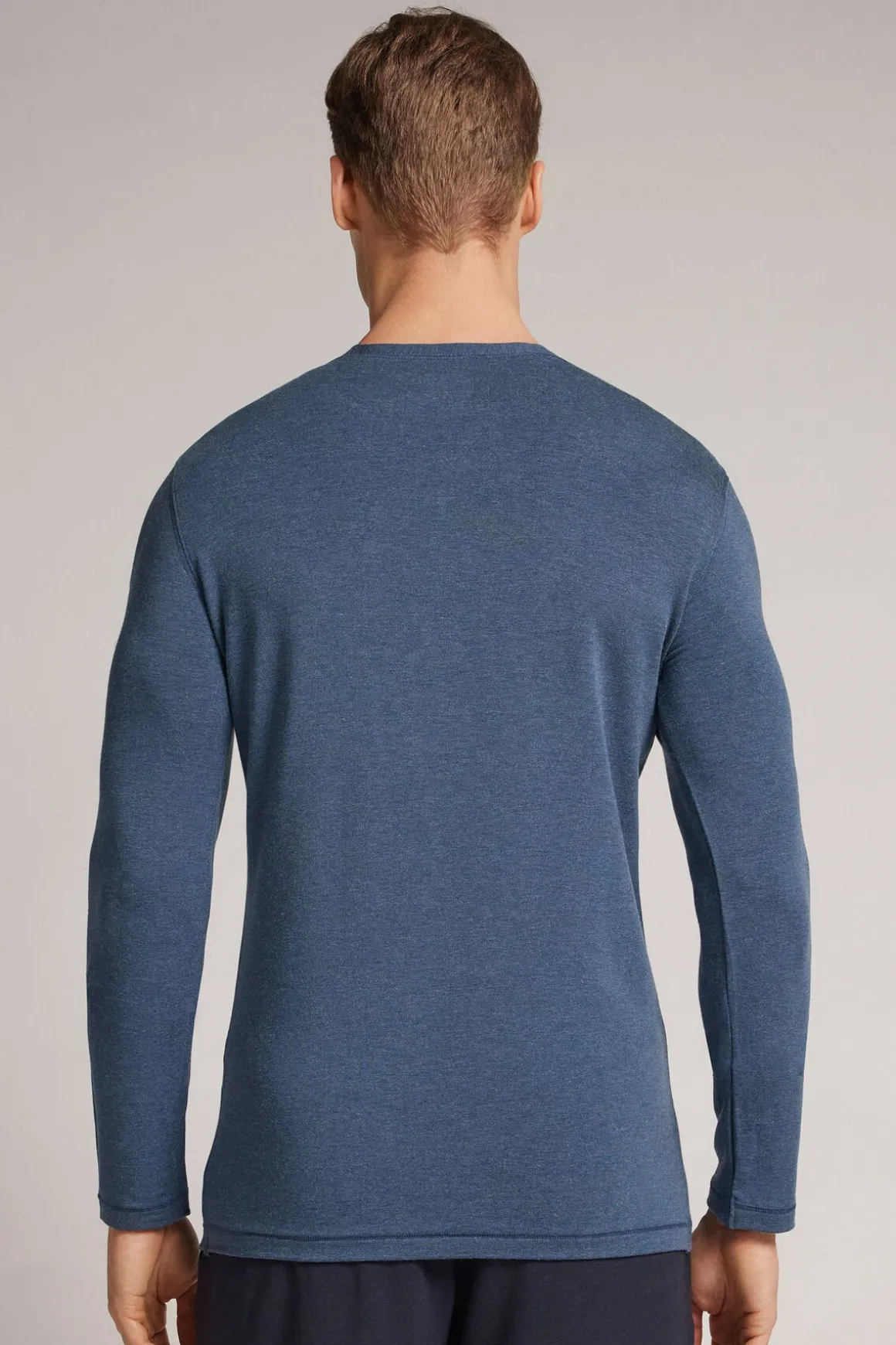 Longsleeve z Modalu z Kaszmirem z Dekoltem Pod Szyję