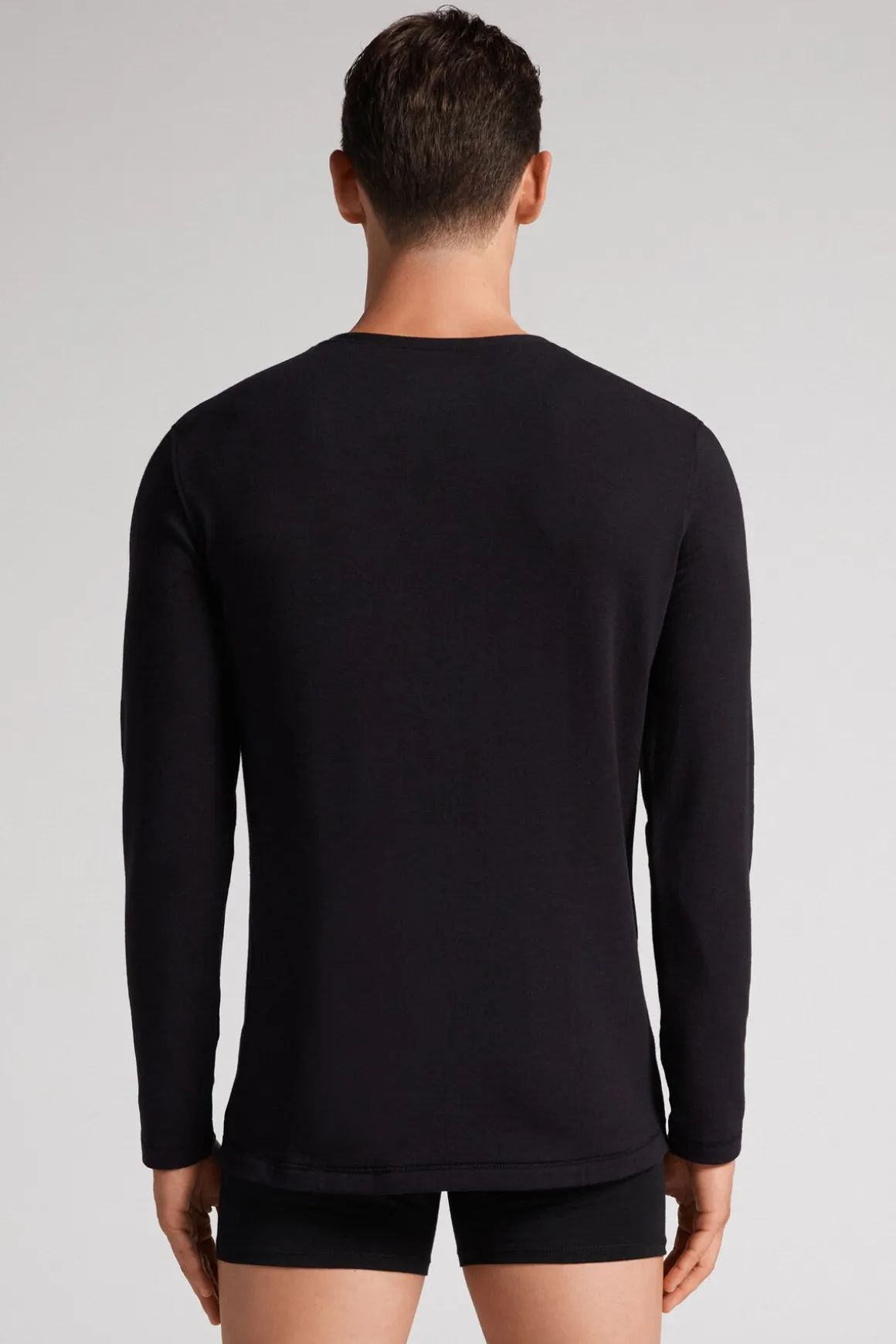 Longsleeve z Modalu z Kaszmirem z Dekoltem Pod Szyję