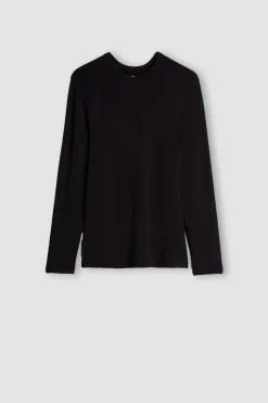 Longsleeve z Modalu z Kaszmirem z Dekoltem Pod Szyję