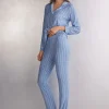 Proste Spodnie z Modalu Oxford Stripes