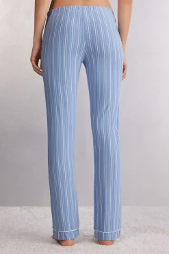 Proste Spodnie z Modalu Oxford Stripes