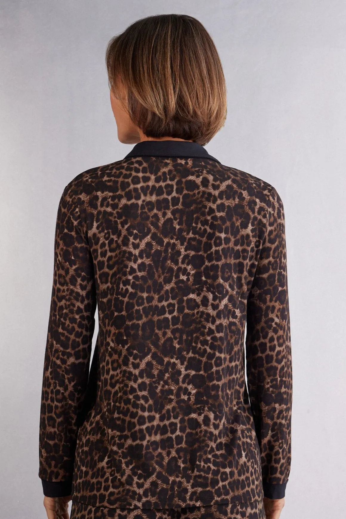 Rozpinana Bluzka z Długim Rękawem z Modalu Luxurious Leopard