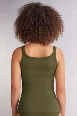 Tank Top Prążkowany z Bawełny Superior