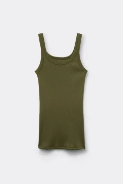 Tank Top Prążkowany z Bawełny Superior