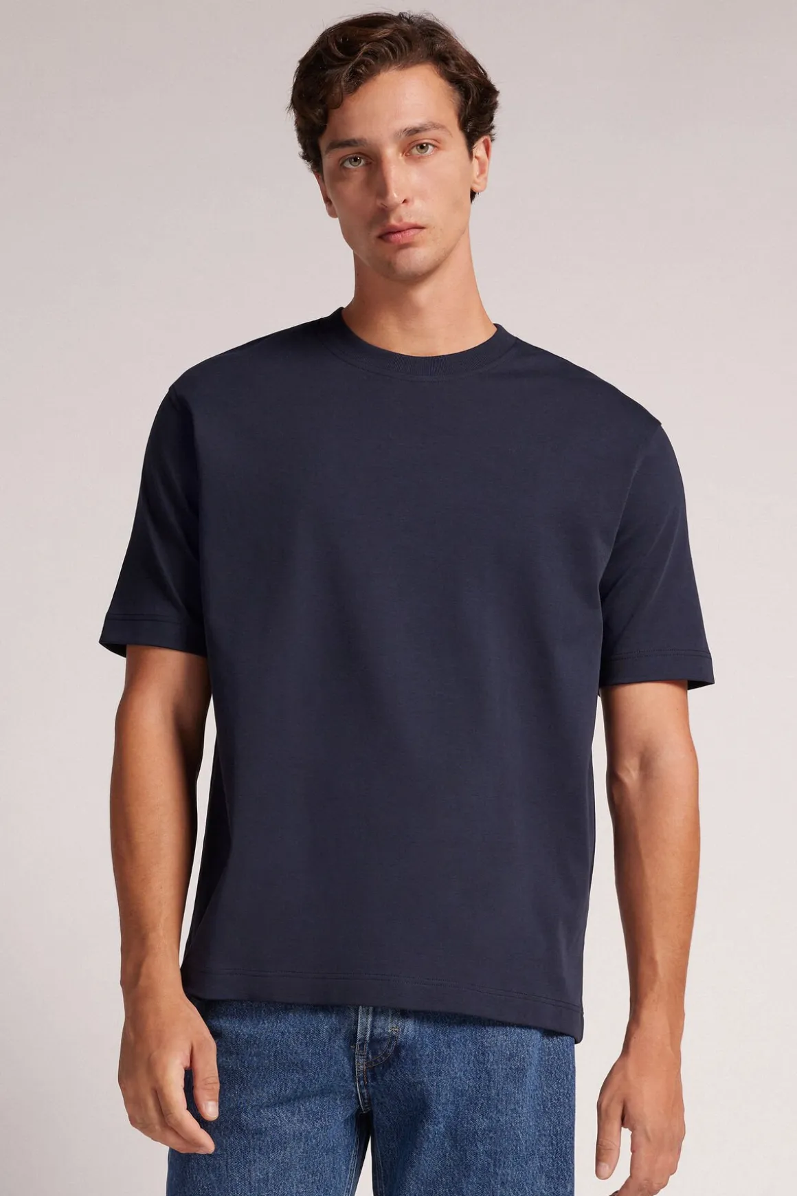 T-shirt Oversize z Bawełny Interlock