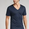 T-shirt z Dekoltem w Kształcie Litery V z Merceryzowanej Bawełny Premium
