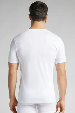 T-shirt z Dekoltem w Kształcie Litery V z Merceryzowanej Bawełny Premium