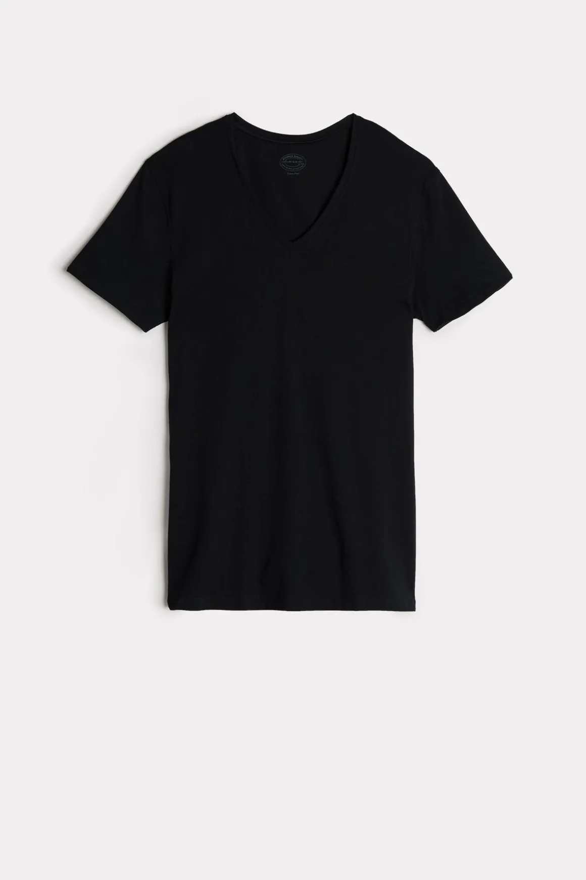 T-shirt z Dekoltem w Kształcie Litery V z Bawełny Superior Extrafine