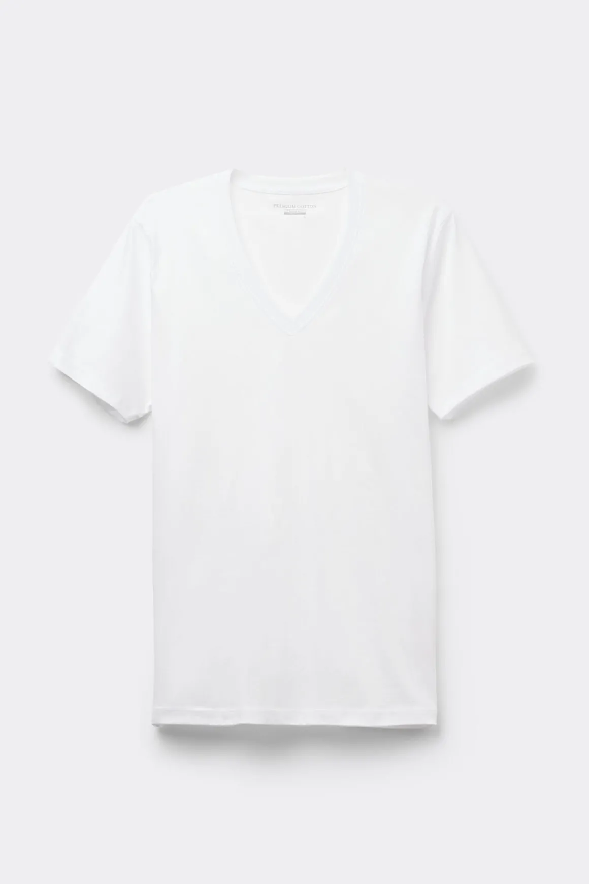 T-shirt z Dekoltem w Kształcie Litery V z Merceryzowanej Bawełny Premium