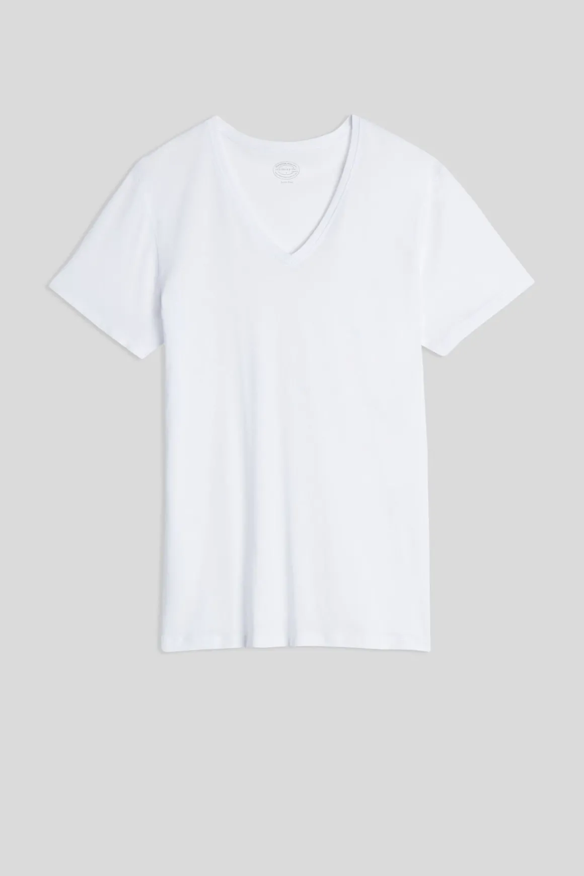 T-shirt z Dekoltem w Kształcie Litery V z Bawełny Superior Extrafine