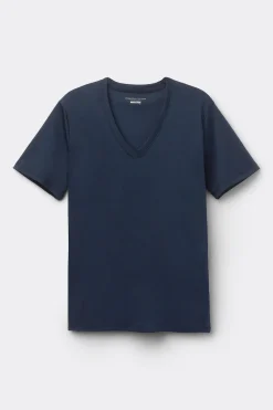 T-shirt z Dekoltem w Kształcie Litery V z Merceryzowanej Bawełny Premium