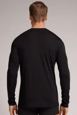 T-shirt z Długim Rękawem z Wełny Merino Okrągły Dekolt