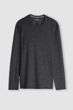 T-shirt z Długim Rękawem z Wełny Merino Okrągły Dekolt