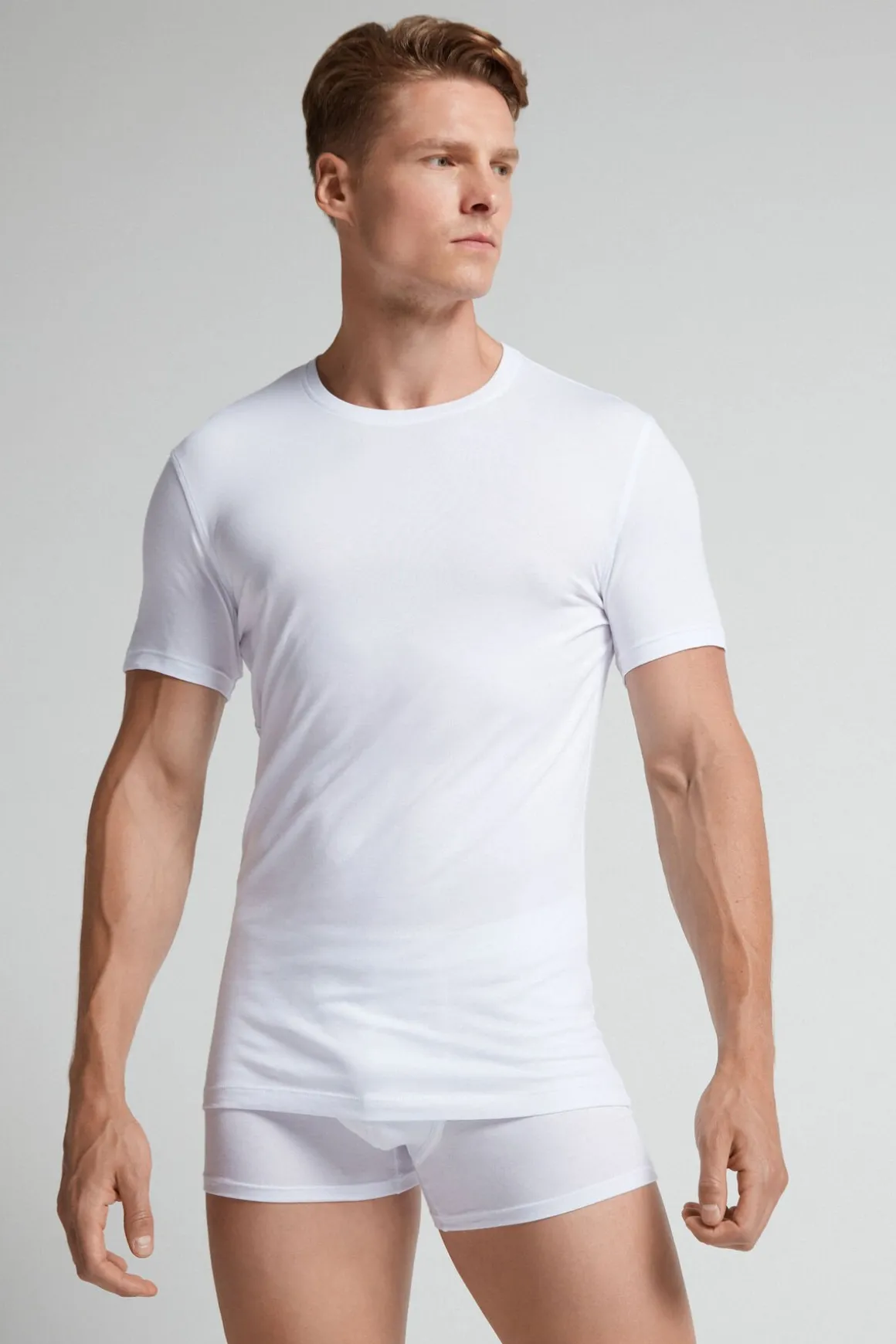 T-shirt z Okrągłym Dekoltem Bawełna Superior